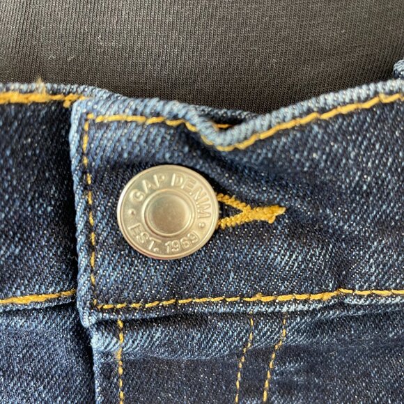 GAP Maternity True Waistband Full Panel Vintage Slim Jeans - Dark Indigo - 28S - Picture 3 of 11